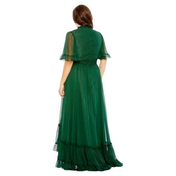 Mac Duggal 68427 Size 16W 16 Green High Neck Ruffle Tiered Long Maxi Gown‎ Dress - Picture 4 of 4
